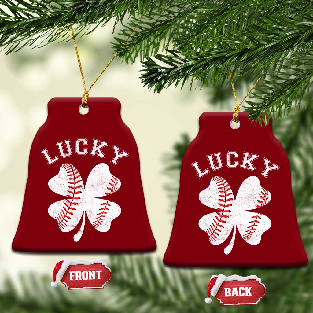 Funny Baseball Lucky Clover St Patricks Day Ceramic Ornament