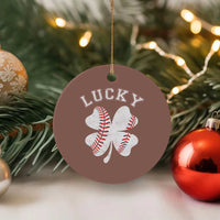 Funny Baseball Lucky Clover St Patricks Day Ceramic Ornament