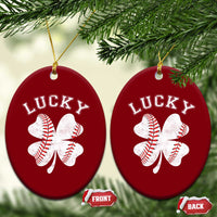 Funny Baseball Lucky Clover St Patricks Day Ceramic Ornament