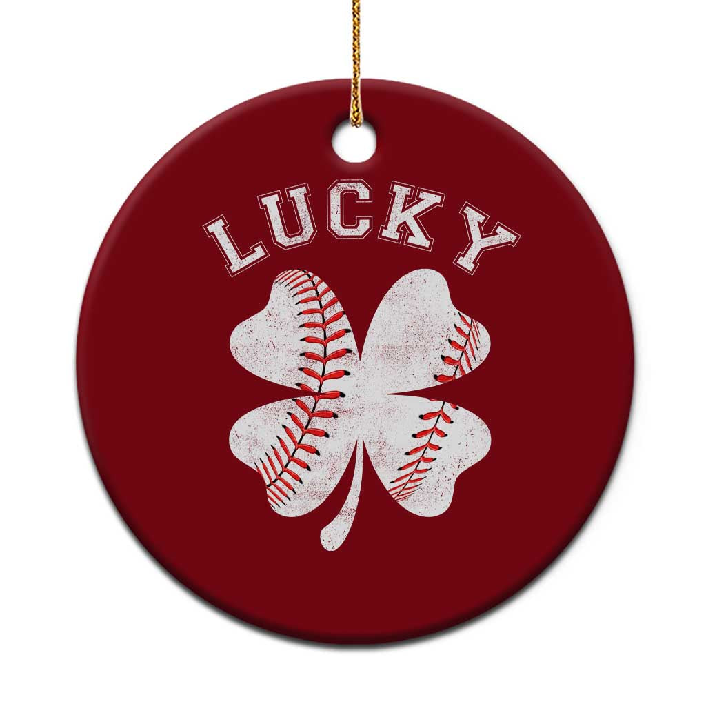 Funny Baseball Lucky Clover St Patricks Day Ceramic Ornament