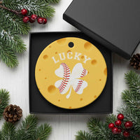 Funny Baseball Lucky Clover St Patricks Day Ceramic Ornament