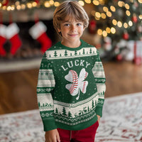 Funny Baseball Lucky Clover St Patricks Day Ugly Christmas Sweater