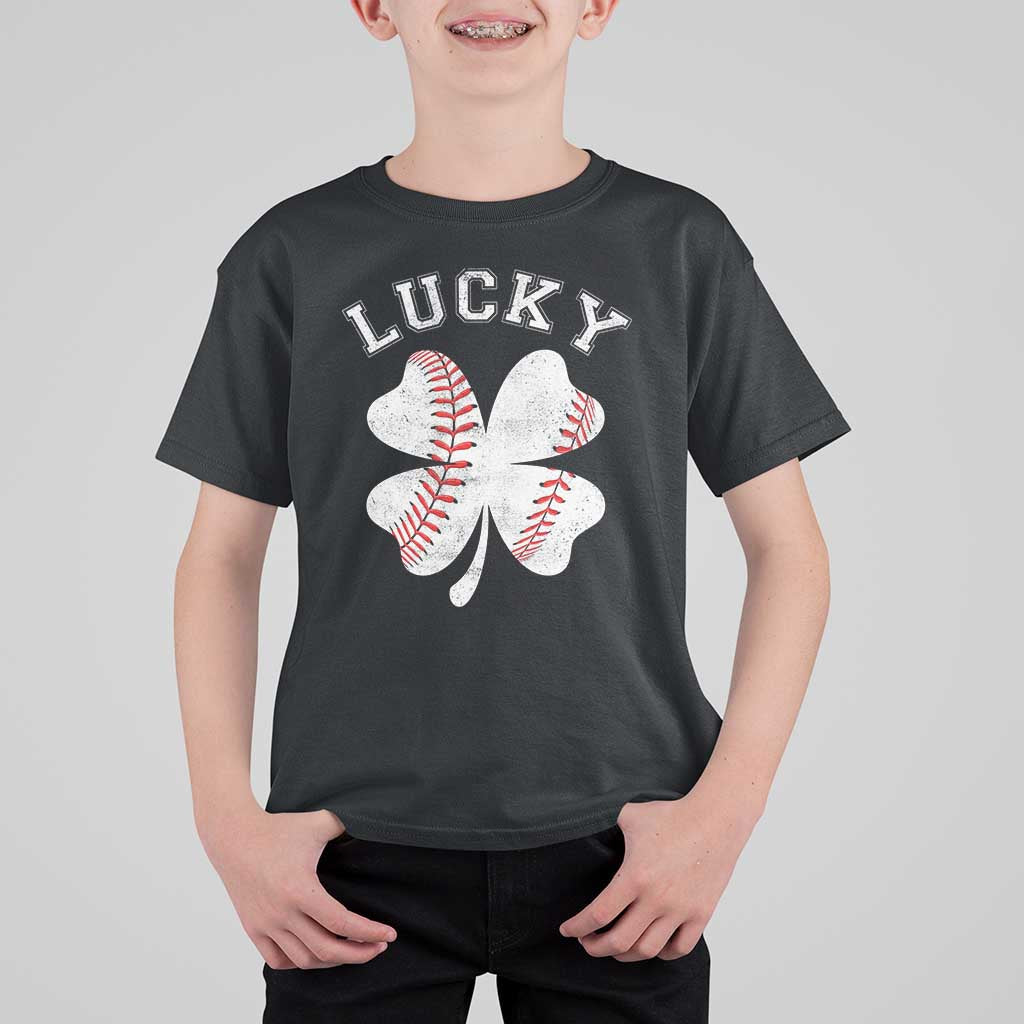 Funny Baseball Lucky Clover St Patricks Day T Shirt For Kid