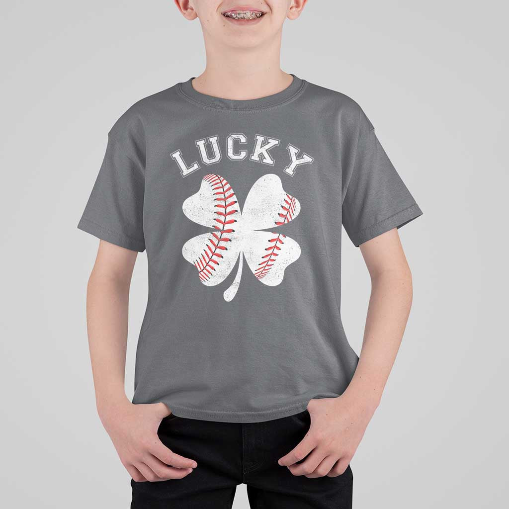 Funny Baseball Lucky Clover St Patricks Day T Shirt For Kid