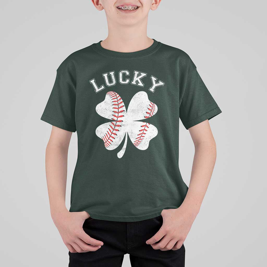 Funny Baseball Lucky Clover St Patricks Day T Shirt For Kid