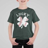 Funny Baseball Lucky Clover St Patricks Day T Shirt For Kid