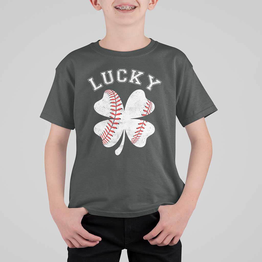 Funny Baseball Lucky Clover St Patricks Day T Shirt For Kid