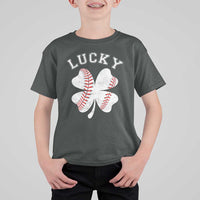 Funny Baseball Lucky Clover St Patricks Day T Shirt For Kid