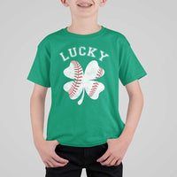 Funny Baseball Lucky Clover St Patricks Day T Shirt For Kid