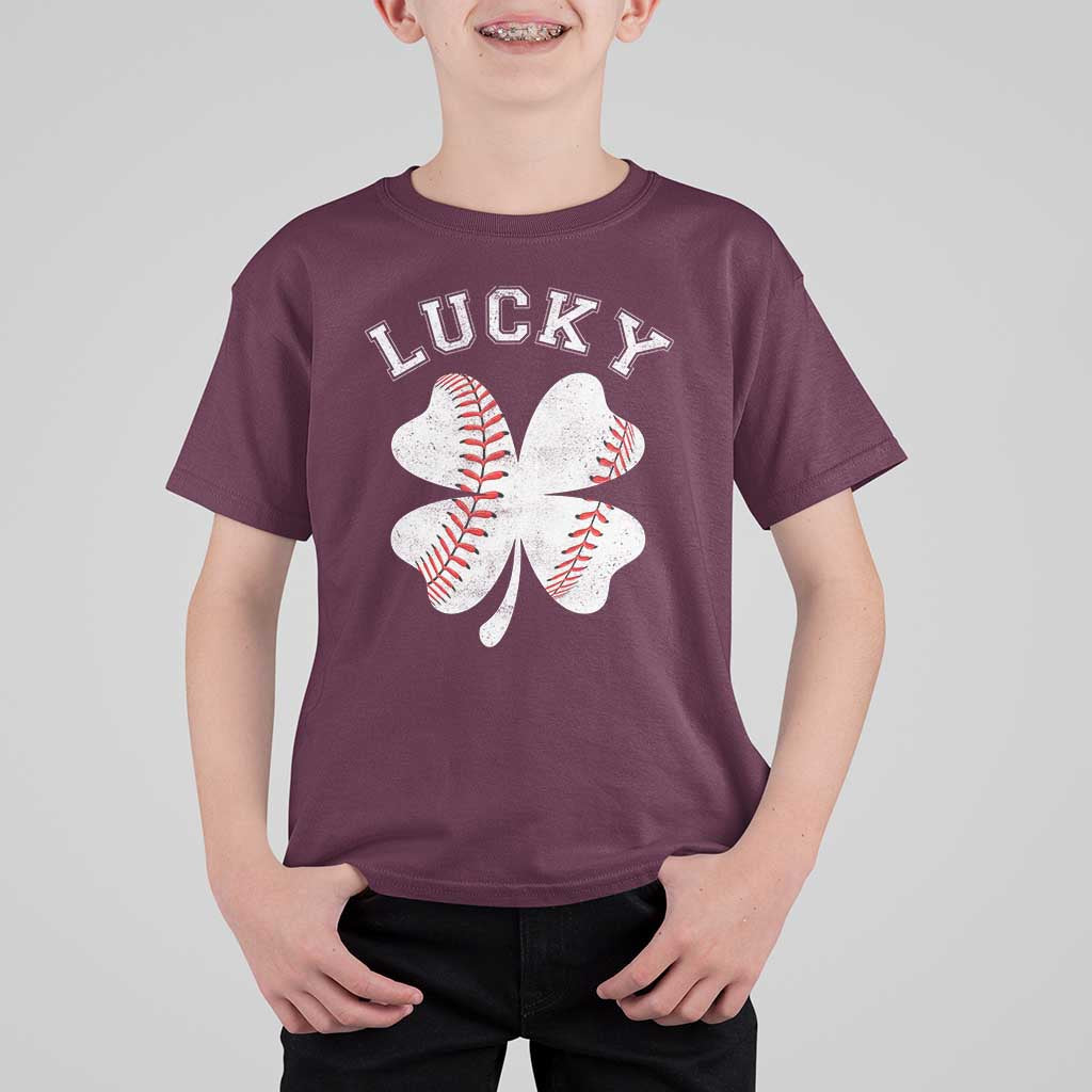 Funny Baseball Lucky Clover St Patricks Day T Shirt For Kid