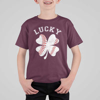 Funny Baseball Lucky Clover St Patricks Day T Shirt For Kid