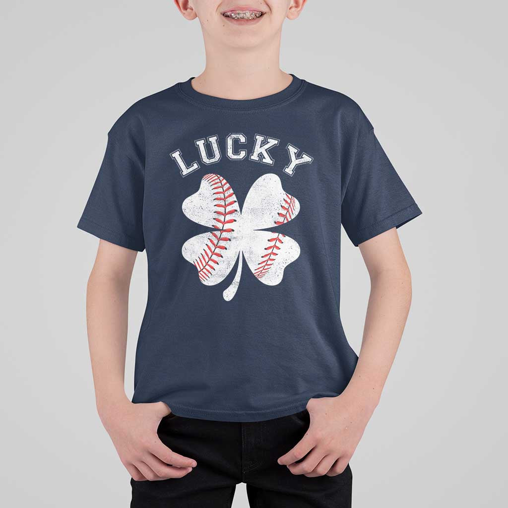 Funny Baseball Lucky Clover St Patricks Day T Shirt For Kid