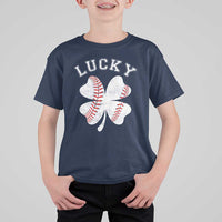 Funny Baseball Lucky Clover St Patricks Day T Shirt For Kid