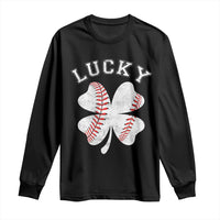 Funny Baseball Lucky Clover St Patricks Day Long Sleeve Shirt