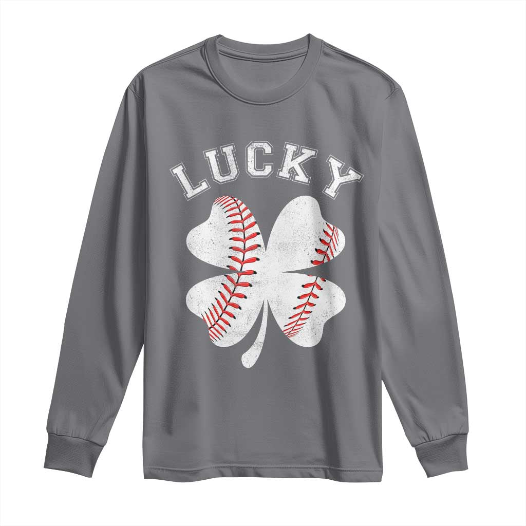 Funny Baseball Lucky Clover St Patricks Day Long Sleeve Shirt
