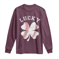 Funny Baseball Lucky Clover St Patricks Day Long Sleeve Shirt