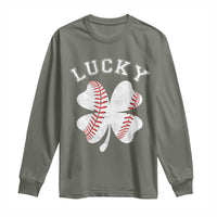Funny Baseball Lucky Clover St Patricks Day Long Sleeve Shirt