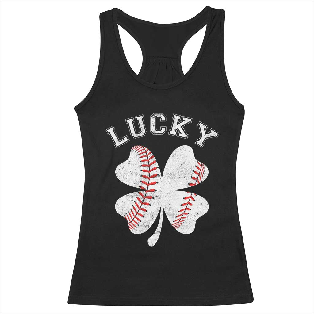 Funny Baseball Lucky Clover St Patricks Day Racerback Tank Top