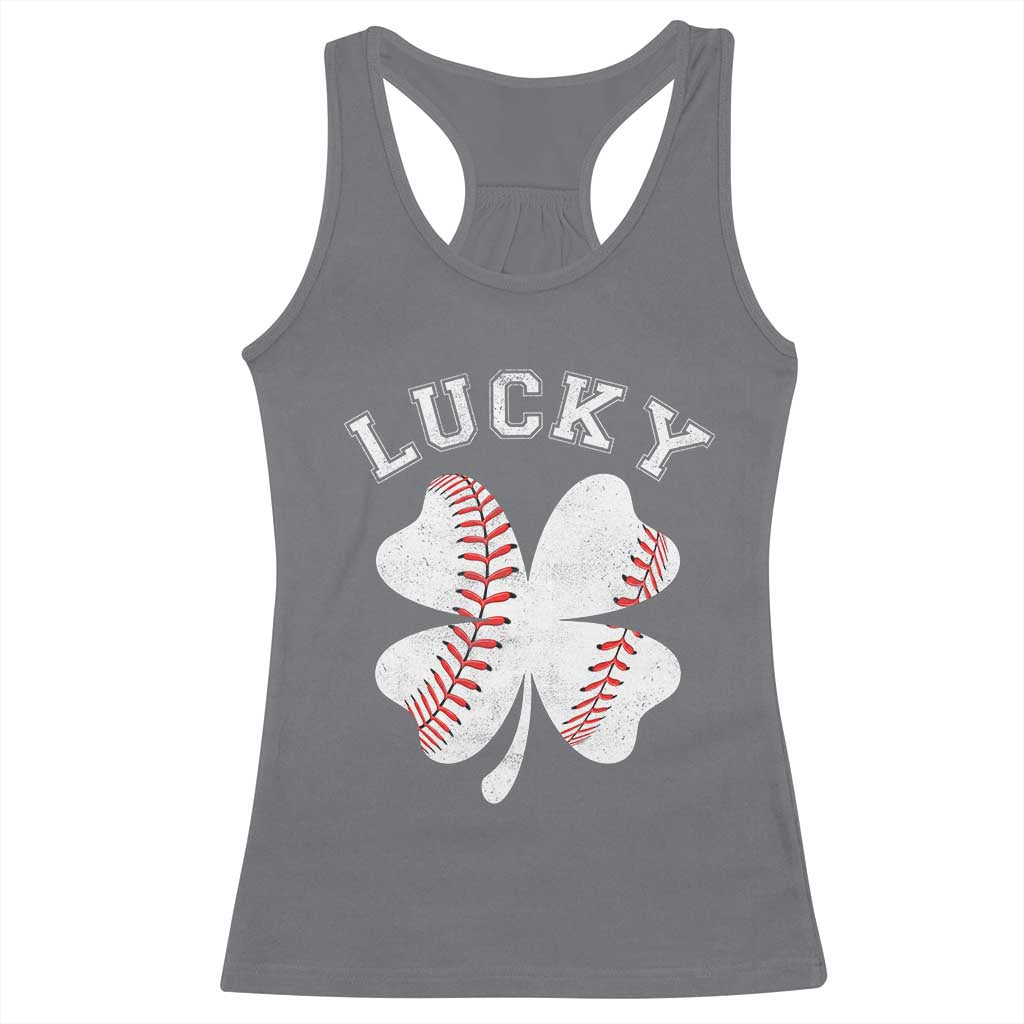 Funny Baseball Lucky Clover St Patricks Day Racerback Tank Top