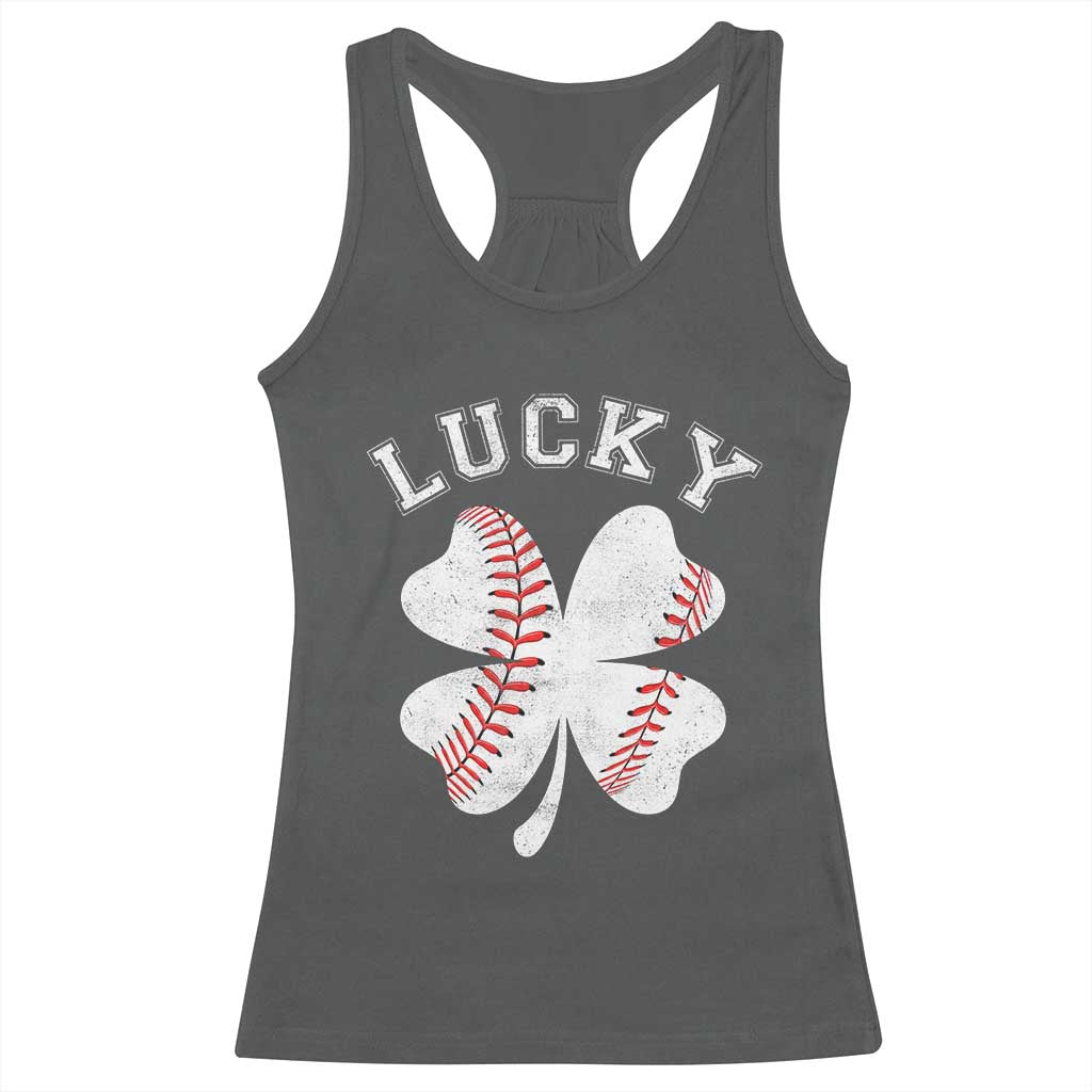 Funny Baseball Lucky Clover St Patricks Day Racerback Tank Top