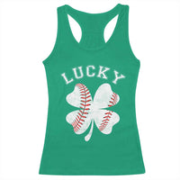 Funny Baseball Lucky Clover St Patricks Day Racerback Tank Top