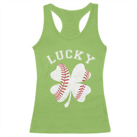 Funny Baseball Lucky Clover St Patricks Day Racerback Tank Top