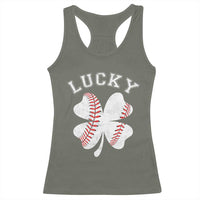 Funny Baseball Lucky Clover St Patricks Day Racerback Tank Top