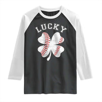 Funny Baseball Lucky Clover St Patricks Day Raglan Shirt
