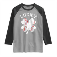 Funny Baseball Lucky Clover St Patricks Day Raglan Shirt