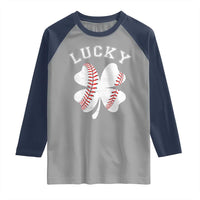 Funny Baseball Lucky Clover St Patricks Day Raglan Shirt