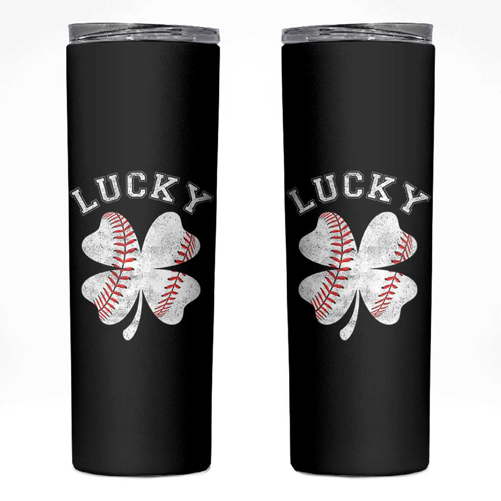 Funny Baseball Lucky Clover St Patricks Day Skinny Tumbler