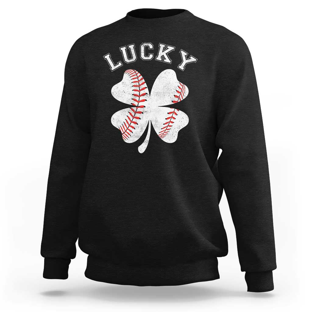 Funny Baseball Lucky Clover St Patricks Day Sweatshirt