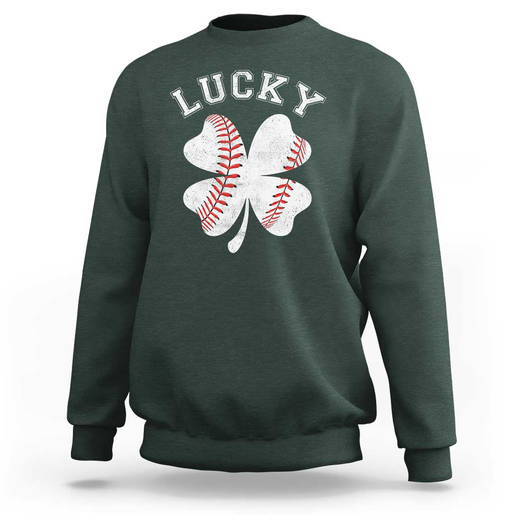 Funny Baseball Lucky Clover St Patricks Day Sweatshirt