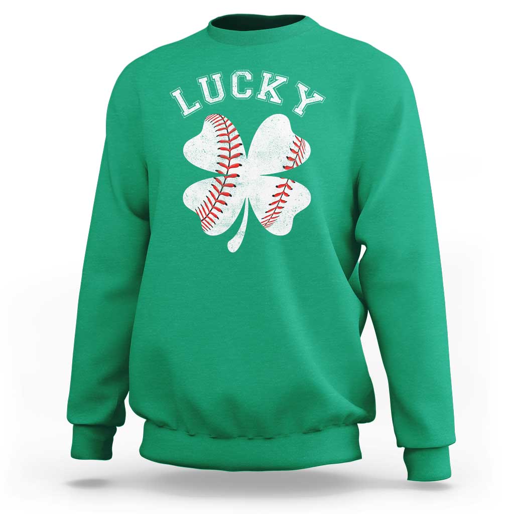 Funny Baseball Lucky Clover St Patricks Day Sweatshirt