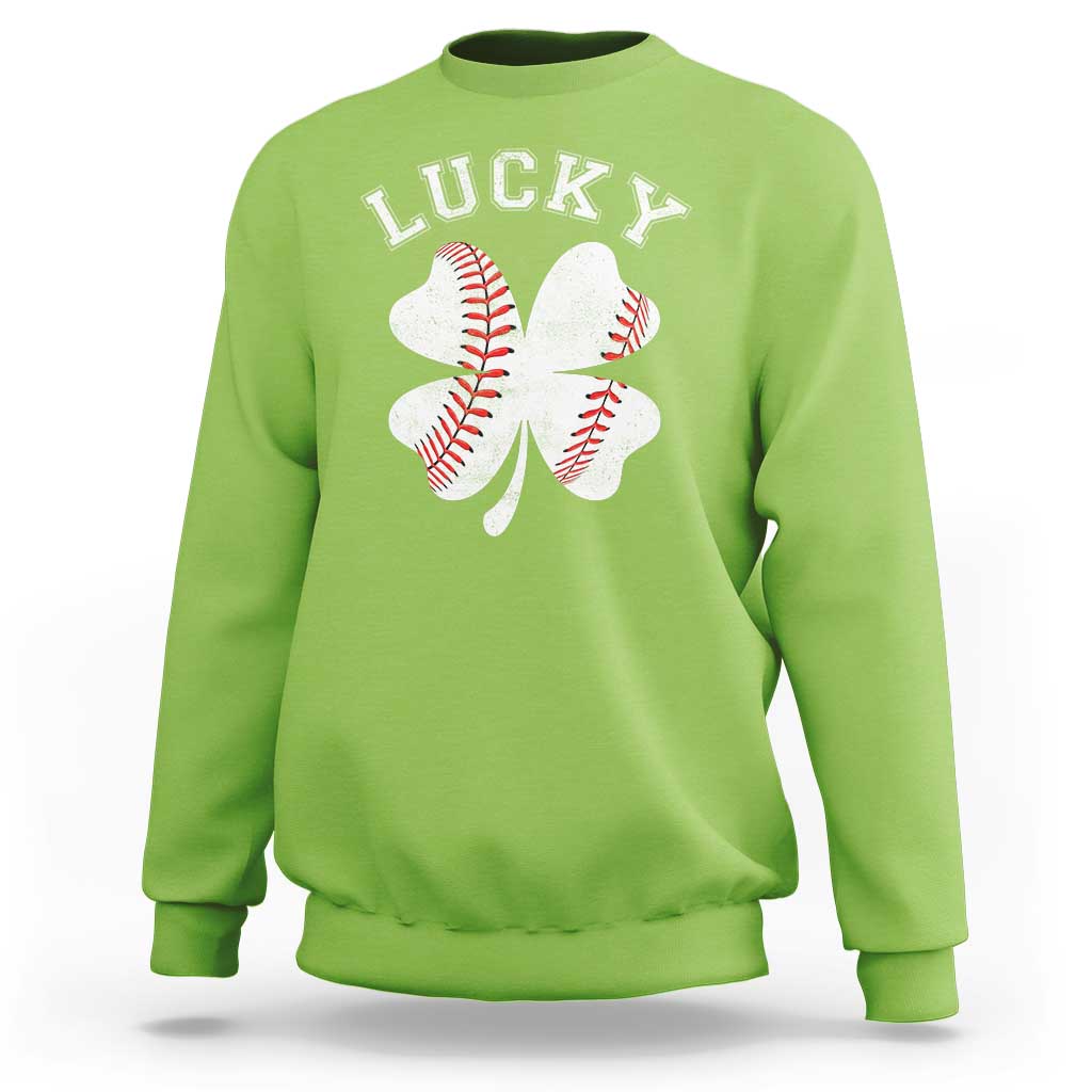 Funny Baseball Lucky Clover St Patricks Day Sweatshirt