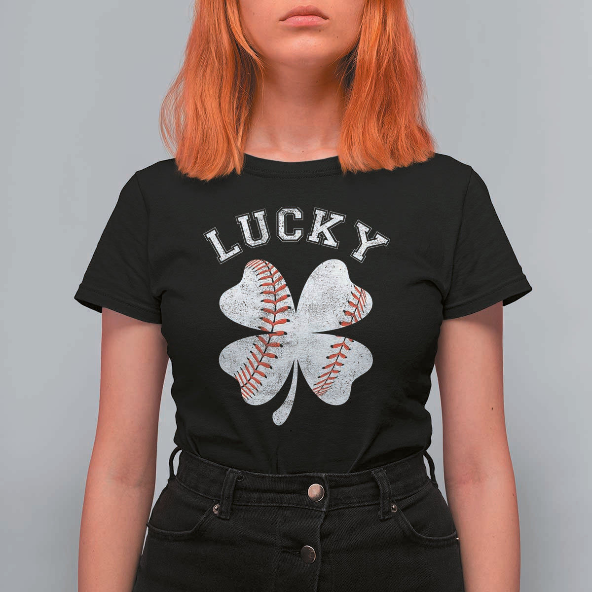 Funny Baseball Lucky Clover St Patricks Day T Shirt For Women