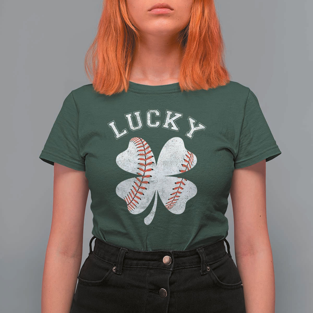 Funny Baseball Lucky Clover St Patricks Day T Shirt For Women