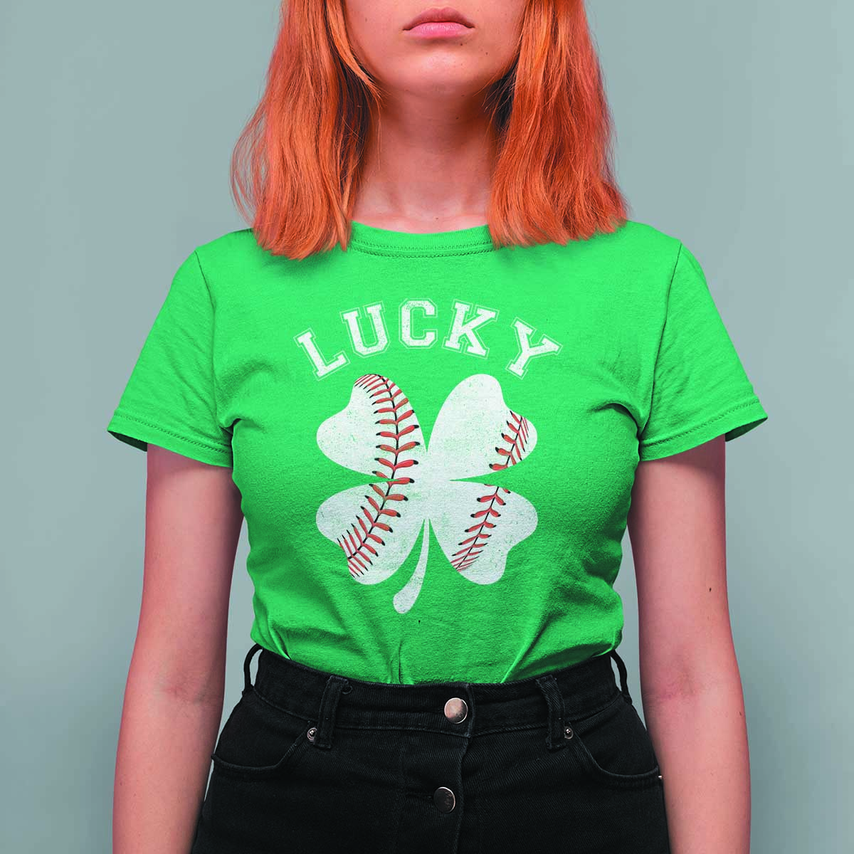 Funny Baseball Lucky Clover St Patricks Day T Shirt For Women