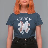 Funny Baseball Lucky Clover St Patricks Day T Shirt For Women
