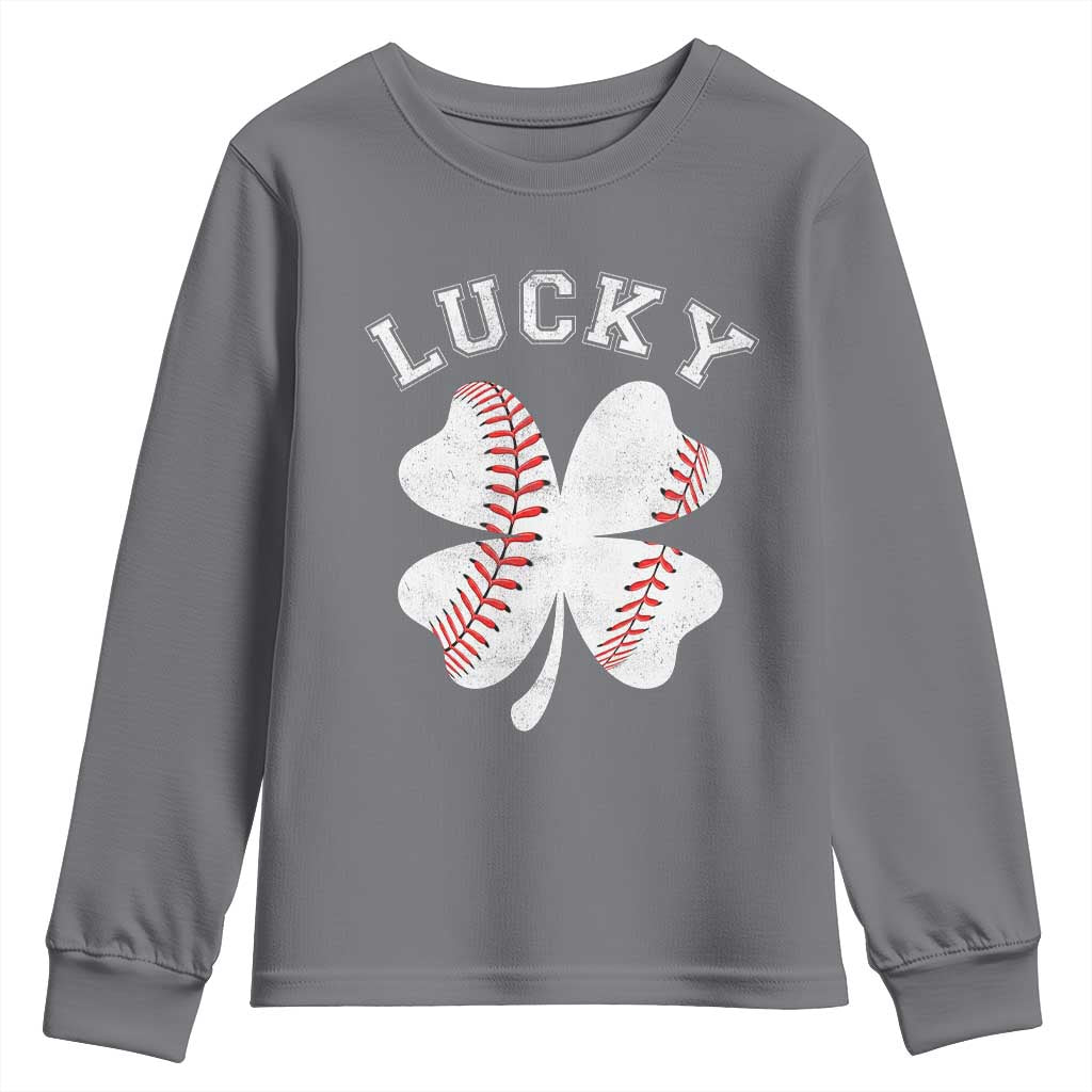 Funny Baseball Lucky Clover St Patricks Day Youth Sweatshirt