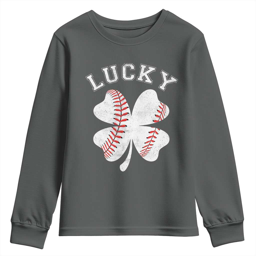 Funny Baseball Lucky Clover St Patricks Day Youth Sweatshirt