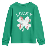 Funny Baseball Lucky Clover St Patricks Day Youth Sweatshirt
