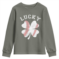 Funny Baseball Lucky Clover St Patricks Day Youth Sweatshirt