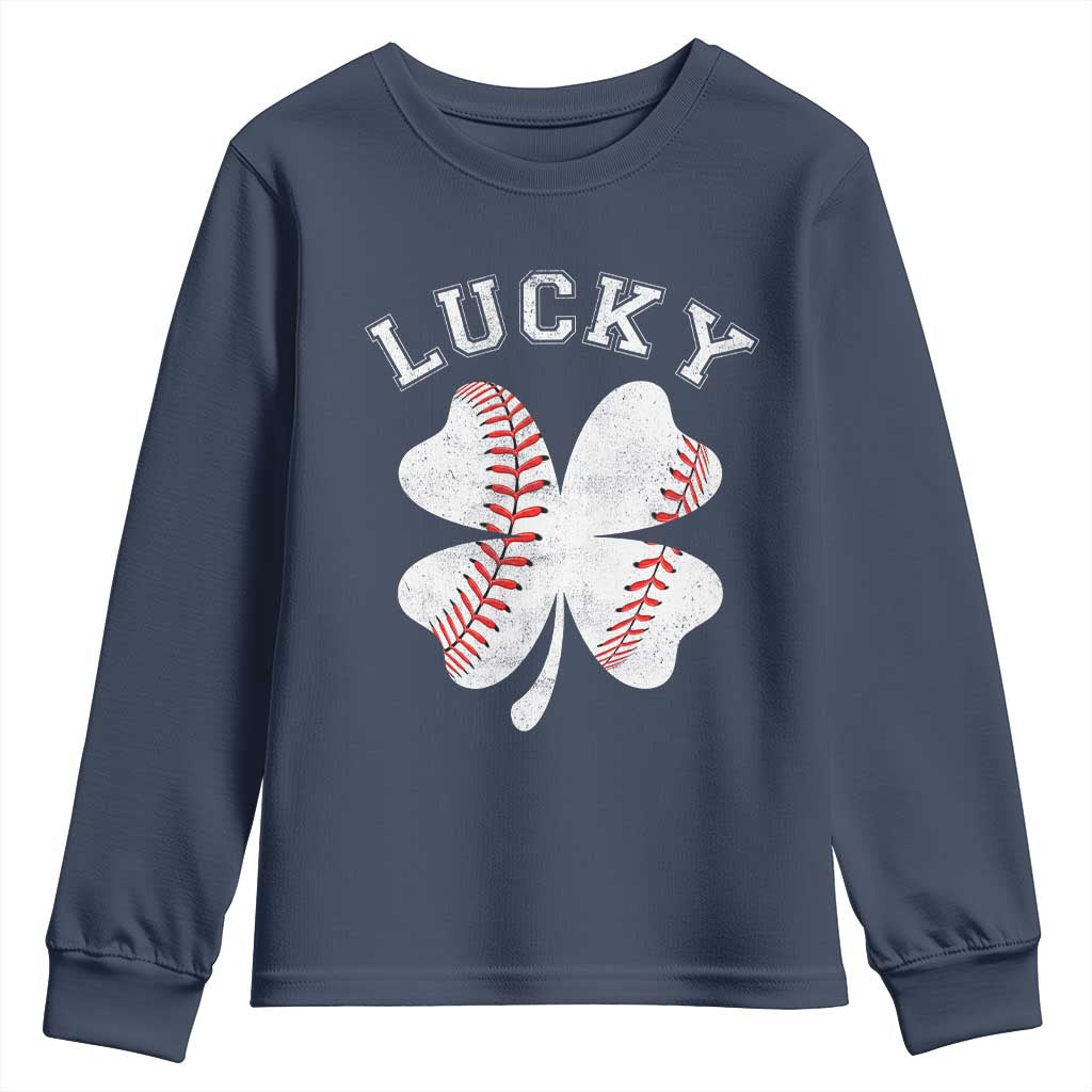 Funny Baseball Lucky Clover St Patricks Day Youth Sweatshirt