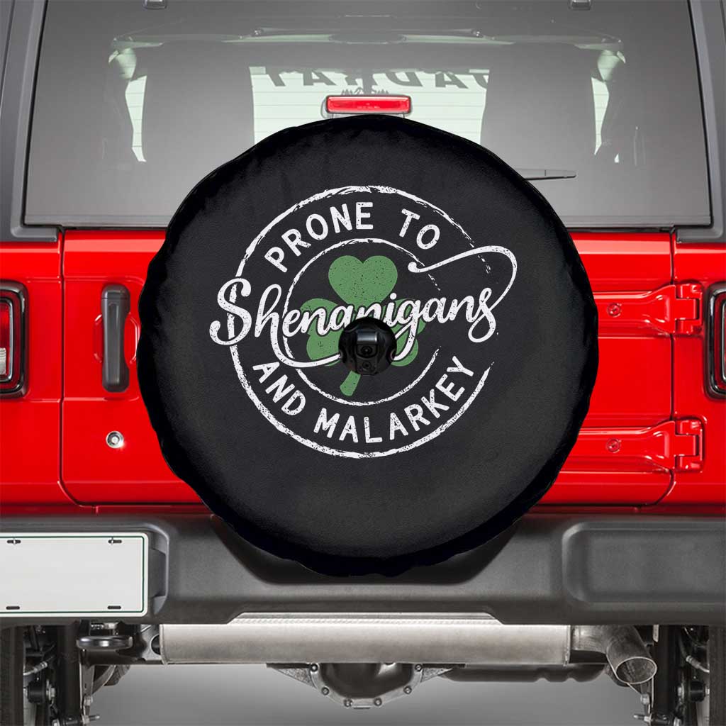 Prone To Shenanigans And Malarkey Spare Tire Cover Funny St Patricks Day Irish Shamrock