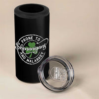 Prone To Shenanigans And Malarkey 4 in 1 Can Cooler Tumbler Funny St Patricks Day Irish Shamrock