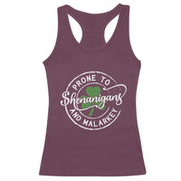 Prone To Shenanigans And Malarkey Racerback Tank Top Funny St Patricks Day Irish Shamrock
