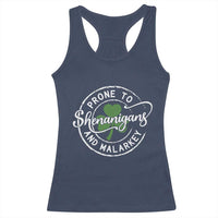 Prone To Shenanigans And Malarkey Racerback Tank Top Funny St Patricks Day Irish Shamrock
