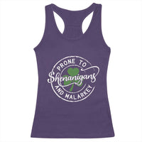 Prone To Shenanigans And Malarkey Racerback Tank Top Funny St Patricks Day Irish Shamrock