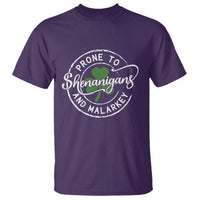 Prone To Shenanigans And Malarkey T Shirt Funny St Patricks Day Irish Shamrock